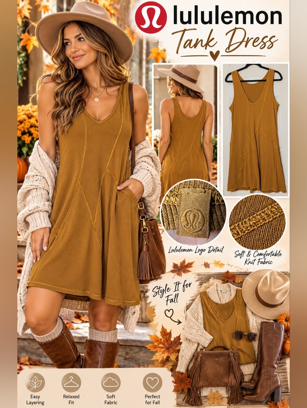 lululemon athletica Sleeveless V-Neck A-Line Tank Dress in Mustard